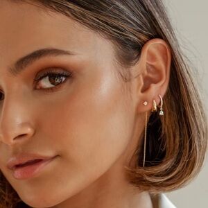 18K Gold Plated Tear Drop Huggies Earrings